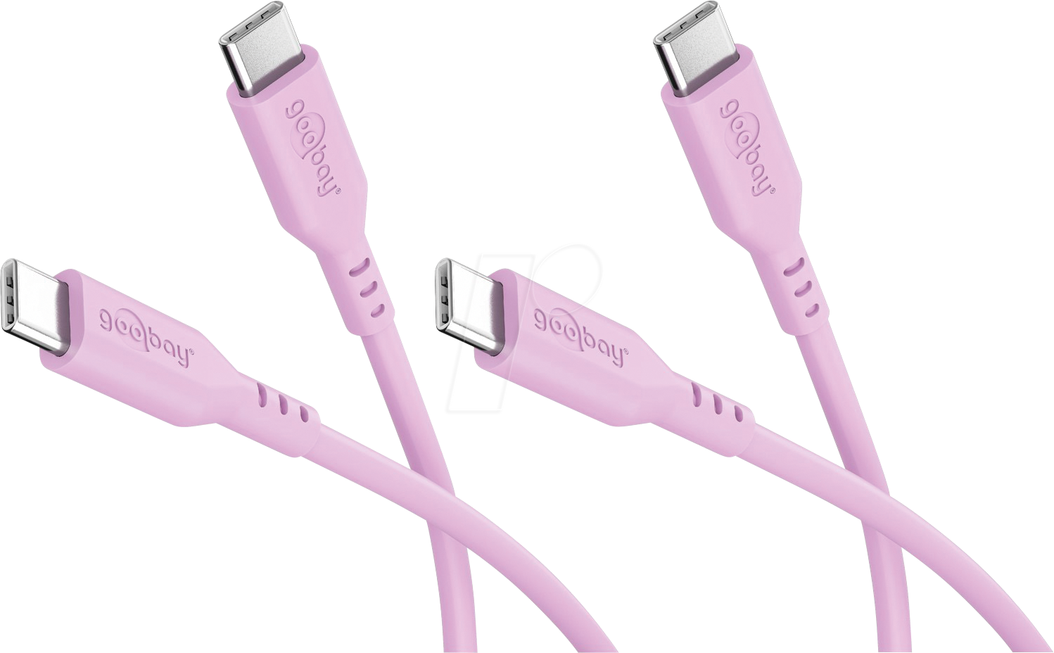 GOOBAY 81251 - Sync- & Ladekabel, USB-C, Silikon, 1,5 m, pink, 2er Set