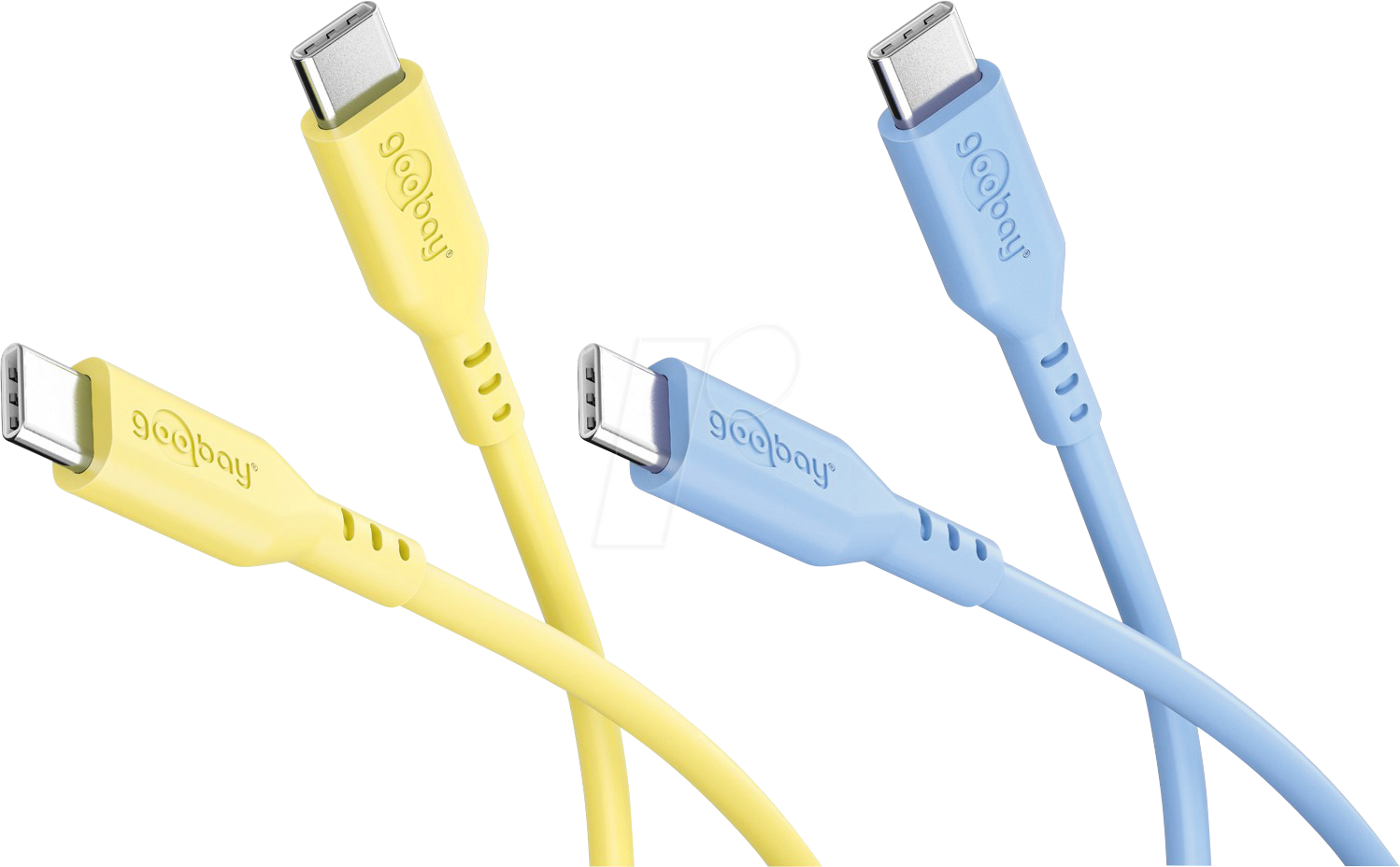 GOOBAY 81274 - Sync- & Ladekabel, USB-C, Silikon, 1,5 m, blau & gelb, 2er Set