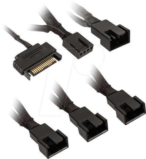 5999094005297 - 05297 - Kolink 1-4 PWM Lüfter Splitterkabel - 35 cm geflochten schwarz
