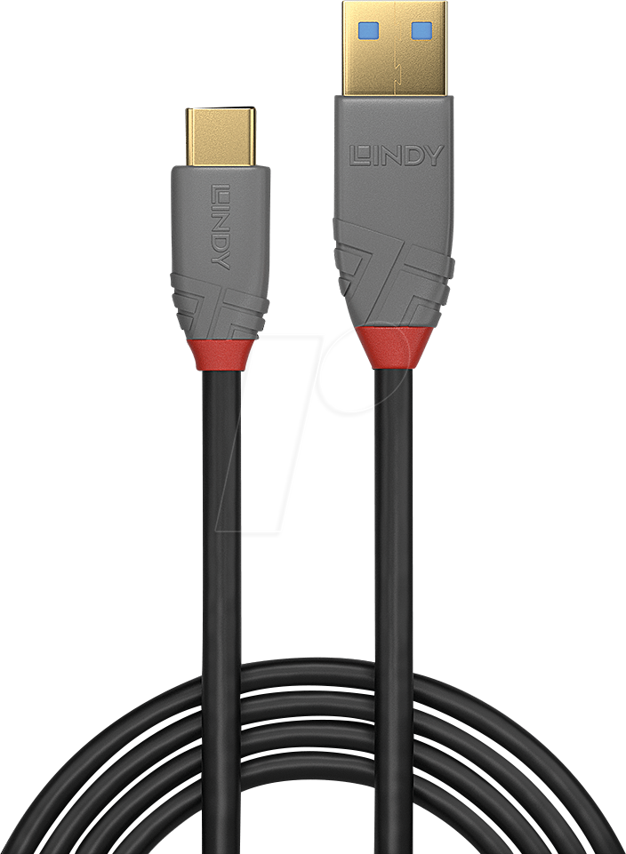 LINDY 36919 - USB 10Gbit/s Kabel, Anthra Line, A Stecker auf C Stecker, 3,0m
