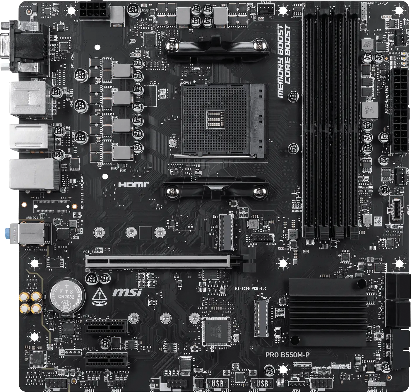 Motherboard MSI PRO B550M-P AMD B550 AM4 DDR4 Micro-ATX PCIe 4.0 Type-C