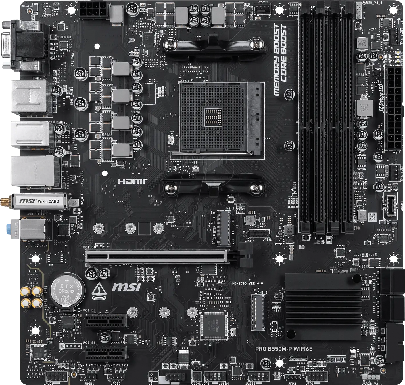 MSI PRO B550M-P WIFI6E - motherboard - micro ATX - Socket AM4 - AMD B550 Mainboard - AMD B550 - AMD AM4 - DDR4 RAM - Micro-ATX