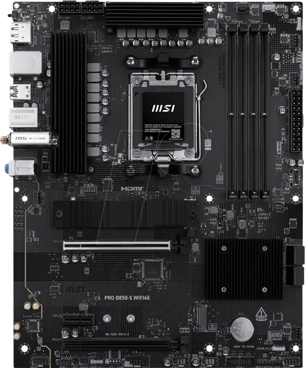 4711377365338 - PRO B850-S WIFI6E - motherboard - ATX - Socket AM5 - AMD B850 Mainboard - AMD B850 - AMD AM5 socket - DDR5 RAM - ATX