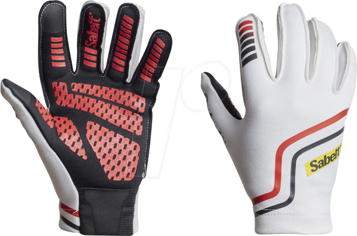 SAB G33 WS L - Sabelt G33 Simracing Handschuhe - Größe L, weiß