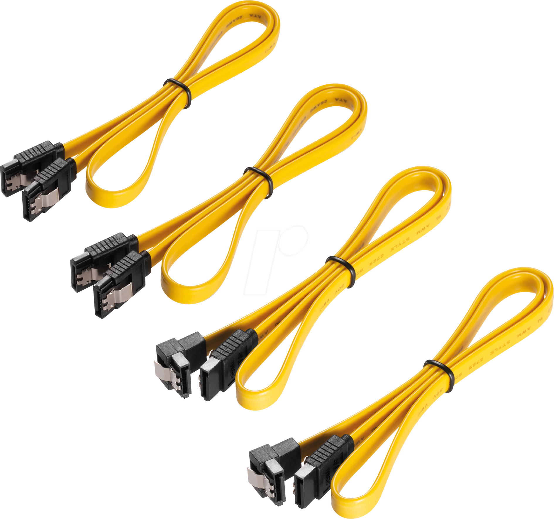 4251364734582 - X-SATA020-050G-4 - Kabel-Set 4x SATA 6 Gb s (2x mit Winkel 2x ohne) 50 cm gelb