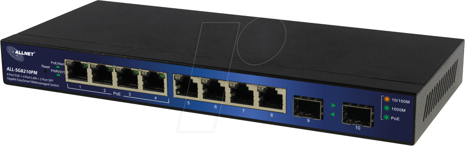 4038816147110 - ALL-SG8210PM ALL-SG8210PM Netzwerk Switch 8 Port 1000 MBit s PoE-Funktion