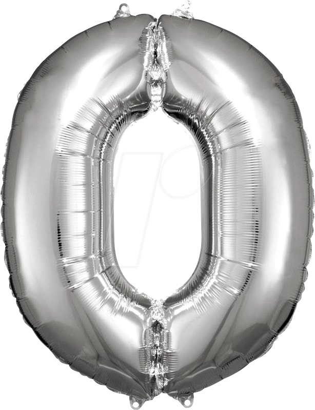 0192937142172 - AMSC BALLON 0 SI - AMSCAN Folienballon Zahl 0 silber