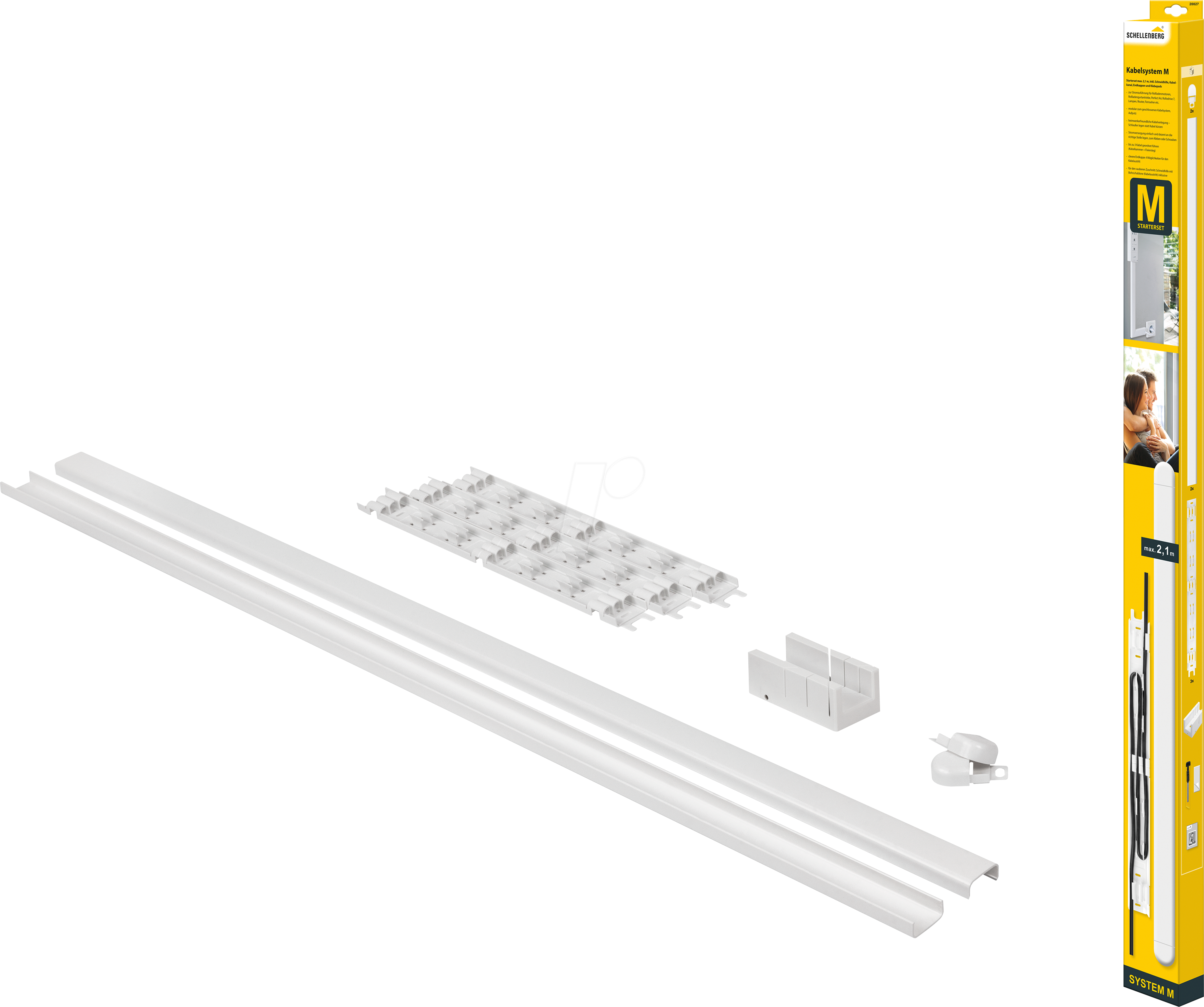 Schellenberg 20027 Kabelkanal und Kabel Organizer in einem, Kabel verstecken und ordnen einfach gemacht mit dem Kabelmanagement System M weiß 2,1 m, ohne Kabel kürzen, zum Kleben oder Schrauben