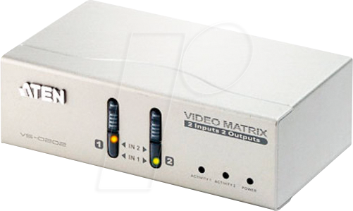 4710423773837 - ATEN VS0202-AT-G 2 Port VGA-Matrix-Switch mit Fernbedienung 1920 x 1440 Pixel