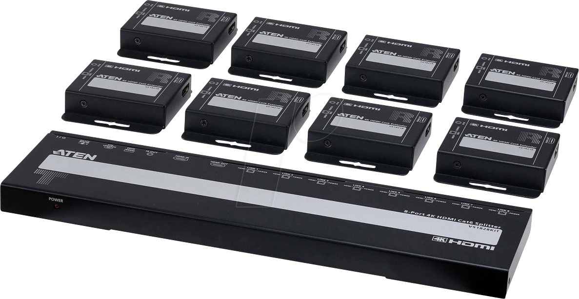 4710469348945 - ATEN VS1828KIT - HDMI Splitter über Cat6 8-Port 8 Empfänger 4710469348945 - ATEN VS1828KIT - HDMI Splitter über Cat6 8-Port 8 Empfänger