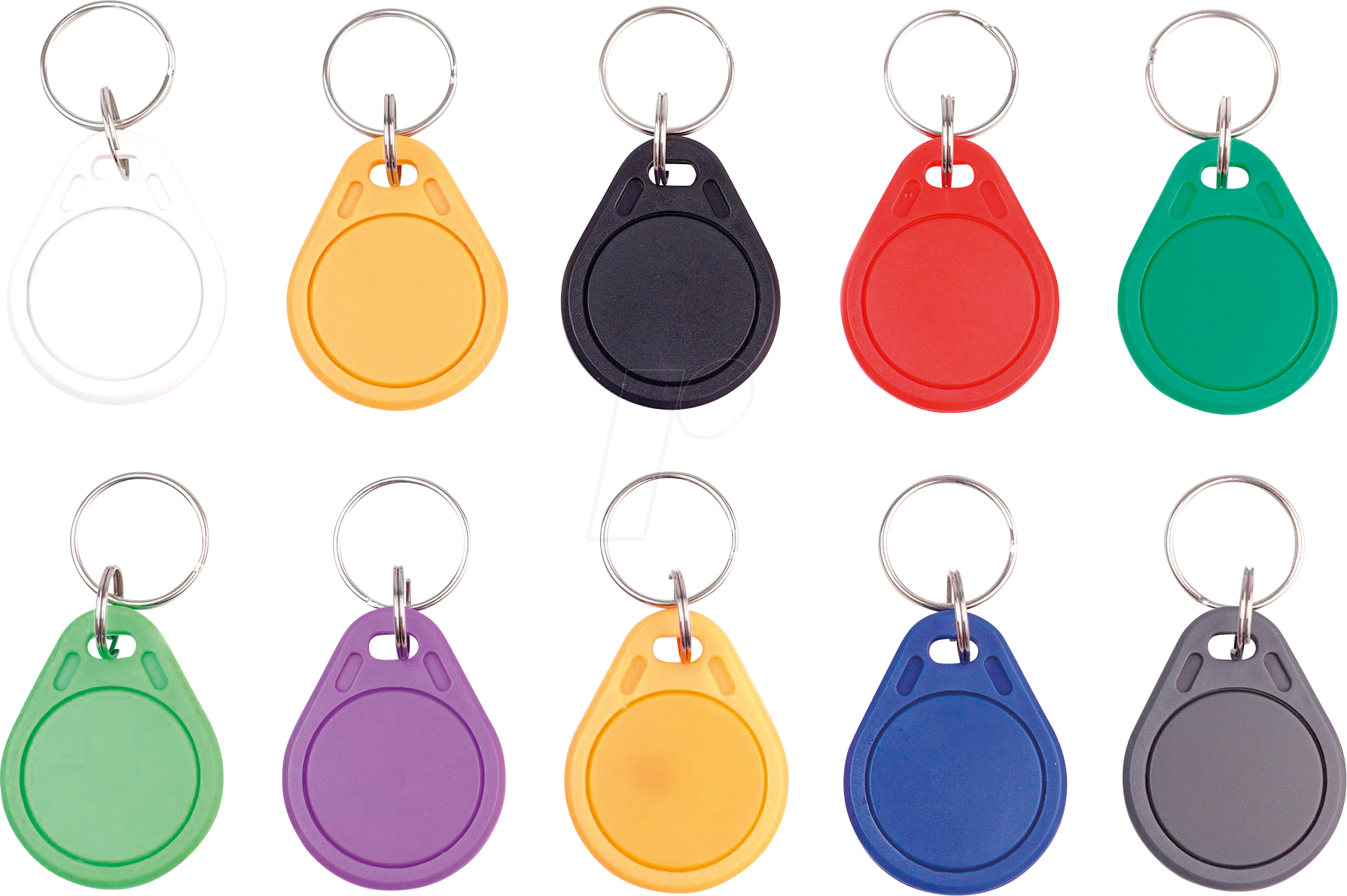 BERRYBASE 125449 - RFID / NFC Tags, Schlüsselanhänger, farbig, 10 Stück