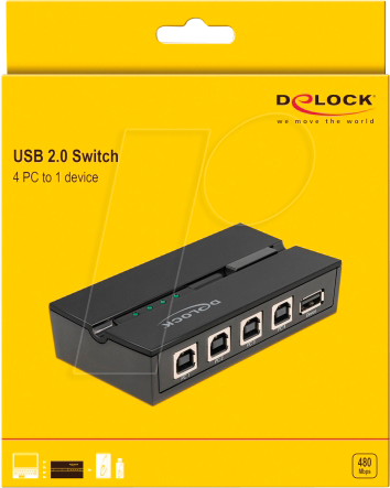 DELOCK 11493: Interruttore USB 2.0 da 4 PC per 1 dispositivo da reichelt  elektronik