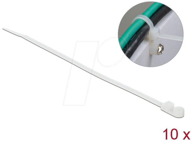4043619189458 - DELOCK 18945 - Kabelbinder verschraubbar 200 x 48 mm weiß 10 Stk 4043619189458 - DELOCK 18945 - Kabelbinder verschraubbar 200 x 48 mm weiß 10 Stk