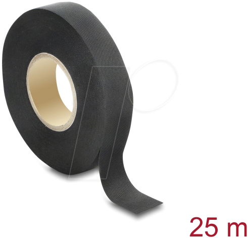 DELOCK 22004 - Gewebeband 25 m x 19 mm reißfest selbstklebend schwarz