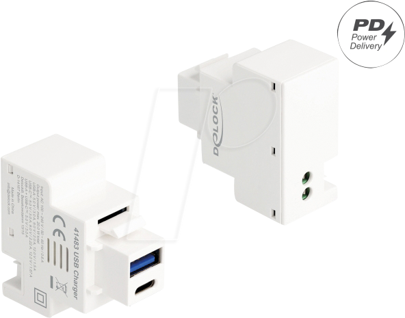 4043619414833 - DELOCK 41483 - Keystone USB Typ-A Lademodul 06 A weiß
