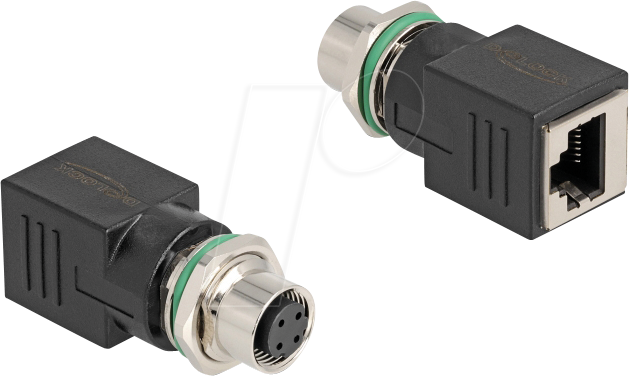 4043619600601 - M12 Adapter D-kodiert 4 Pin Buchse zu RJ45 Buchse gerade (60060) - Delock 4043619600601 - M12 Adapter D-kodiert 4 Pin Buchse zu RJ45 Buchse gerade (60060) - Delock