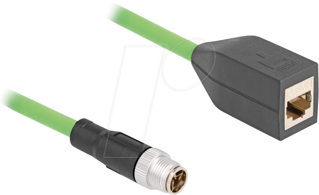 4043619605729 - M12 Kabel X-kodiert 8 Pin Stecker zu RJ45 Buchse pur (tpu) 05 m (60572) - Delock