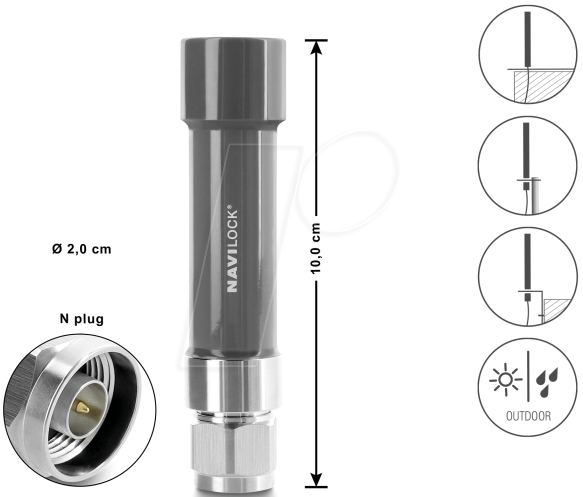 NAVILOCK 60738 - Antenne, GNSS, N Stecker, 18 dB, aktiv