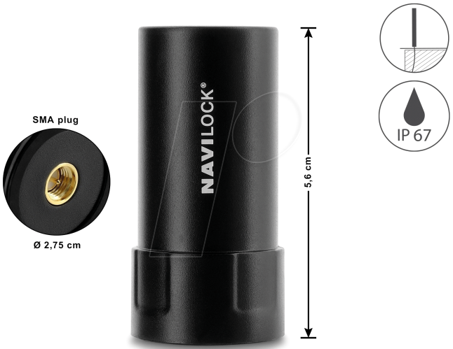 NAVILOCK 60764 - Antenne, GNSS, Multiband, SMA Stecker, 35 dB