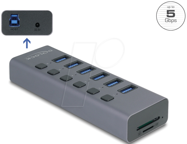 DELOCK 64237 - Dockingstation/Port Replicator, USB Type-C, mit Schalter