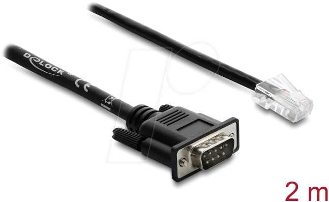 Image of DELOCK 64296 - Kabel RJ45 Stecker > Seriell RS-232 D-Sub 9 Stecker, 2 m