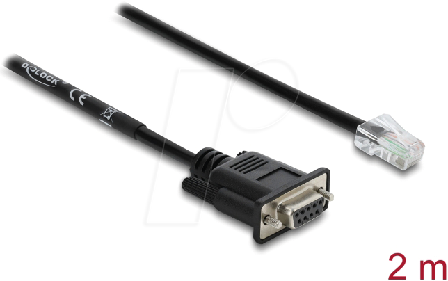 Image of DELOCK 64297 - Kabel RJ45 Stecker > Seriell RS-232 D-Sub 9 Buchse, 2 m