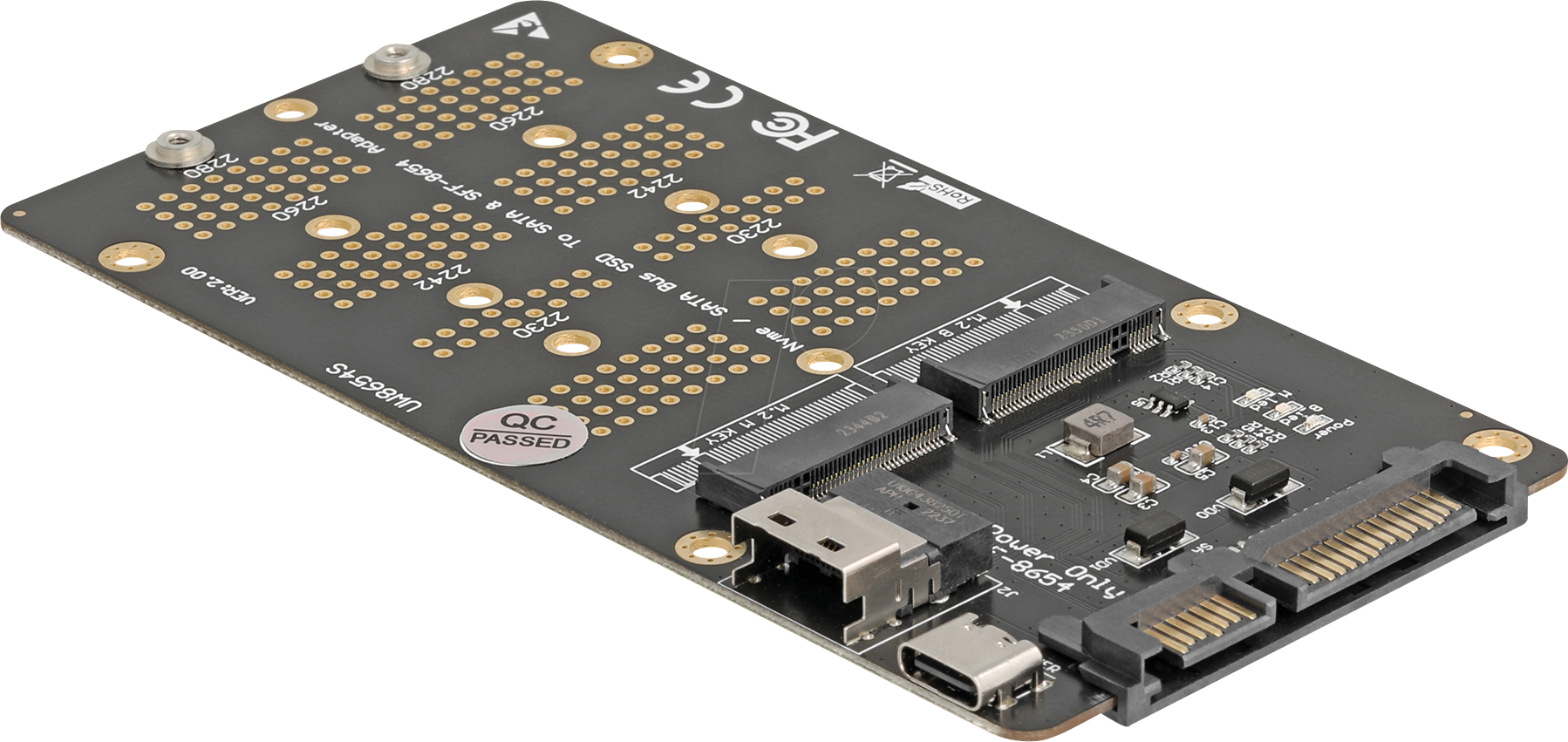 4043619643554 - DELOCK 64355 - Konverter M2 Key M NVMe > SFF-8654 und M2 Key B SATA > SATA