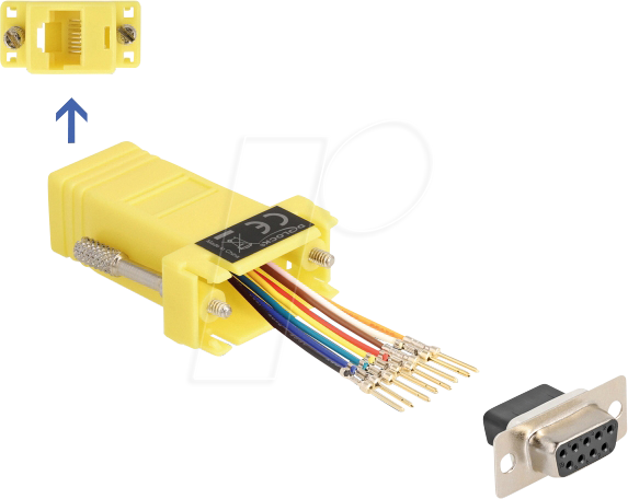 4043619671076 - DELOCK 67107 - Adapter D-Sub 9 Pin Bu > RJ45 Bu Montagesatz gelb 4043619671076 - DELOCK 67107 - Adapter D-Sub 9 Pin Bu > RJ45 Bu Montagesatz gelb