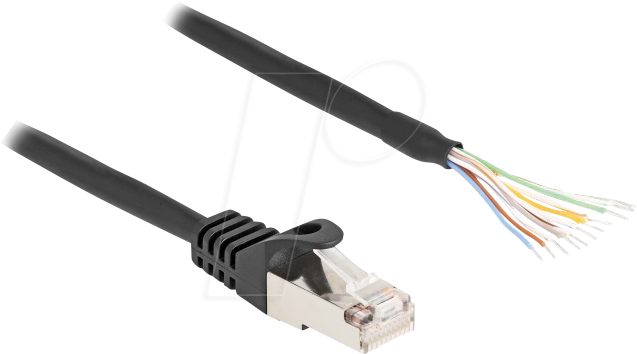 4043619802081 - Kabel RJ50 Stecker zu offenen Kabelenden s ftp 5 m schwarz (80208) - Delock