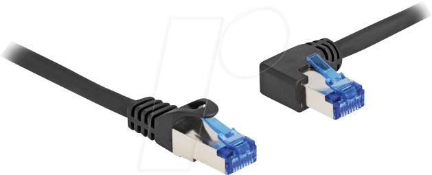 4043619802180 - RJ45 Netzwerkkabel Cat6A s ftp gerade   links gewinkelt 1 m schwarz (80218) - Delock