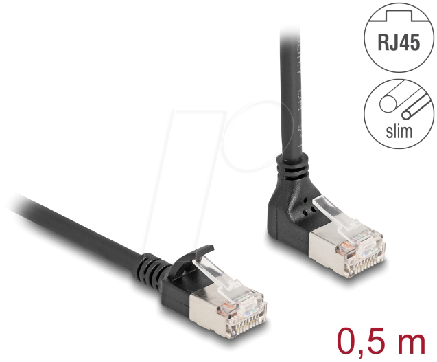 4043619802869 - RJ45 Netzwerkkabel Cat6A s ftp Slim 90° oben gewinkelt gerade 05 m (80286) - Delock 4043619802869 - RJ45 Netzwerkkabel Cat6A s ftp Slim 90° oben gewinkelt gerade 05 m (80286) - Delock