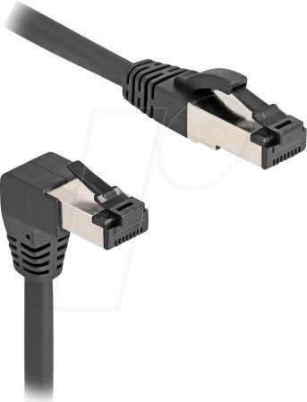 4043619804467 - RJ45 Netzwerkkabel Cat81 s ftp 90° unten gewinkelt gerade 2 m schwarz (80446) - Delock 4043619804467 - RJ45 Netzwerkkabel Cat81 s ftp 90° unten gewinkelt gerade 2 m schwarz (80446) - Delock