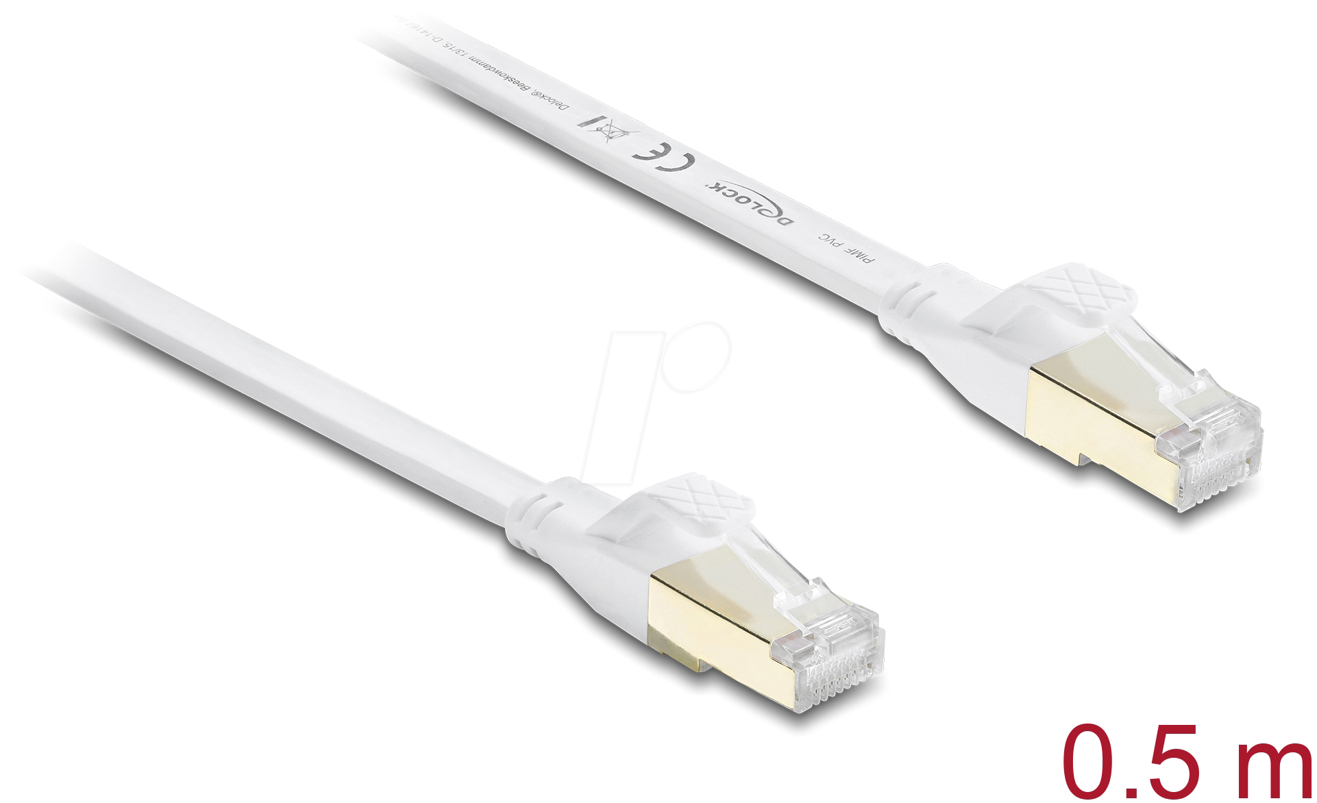 DELOCK 81024 - RJ45 Flachband Patchkabel Cat.8.1 U/FTP bis 40 GBit/s 0,5 m weiß