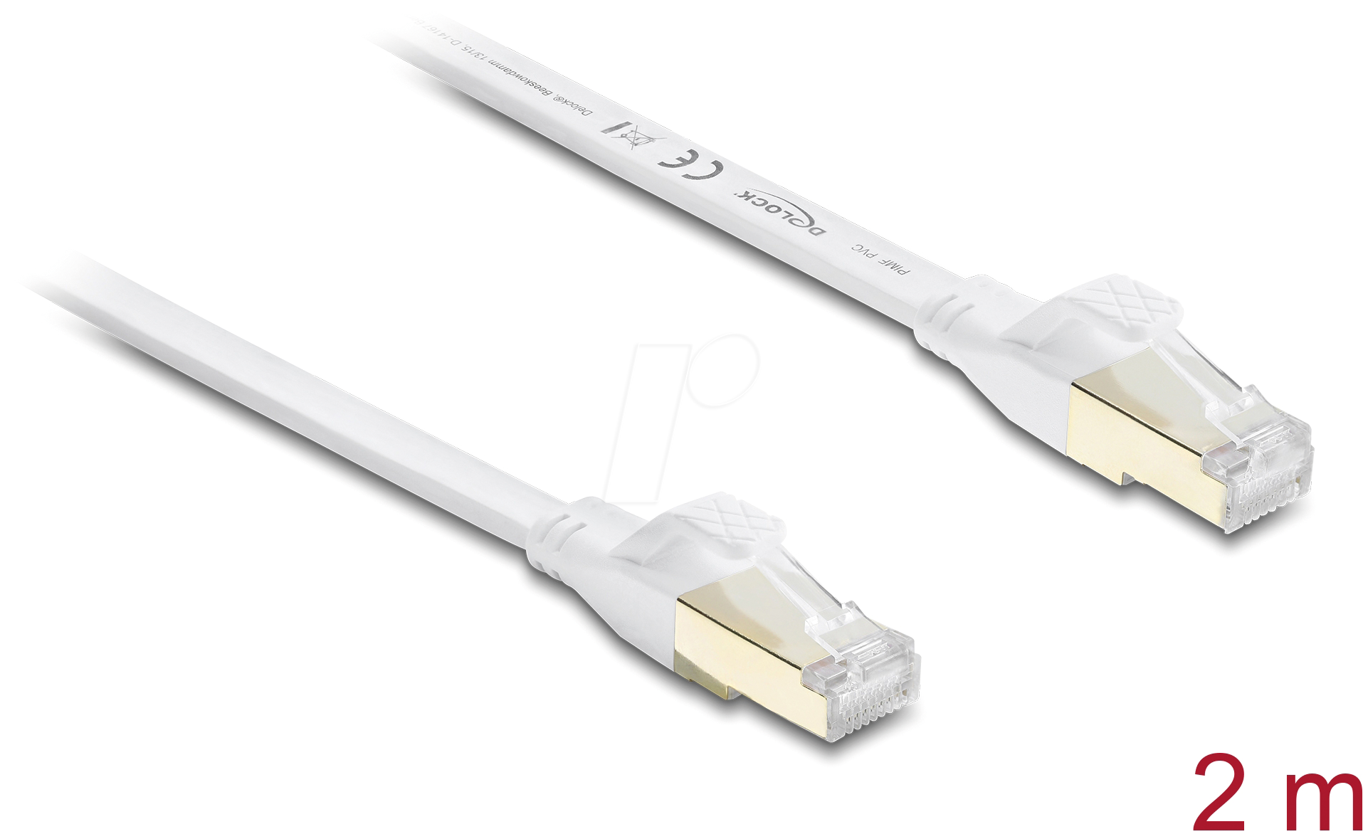 DELOCK 81026 - RJ45 Flachband Patchkabel Cat.8.1 U/FTP bis 40 GBit/s 2 m weiß