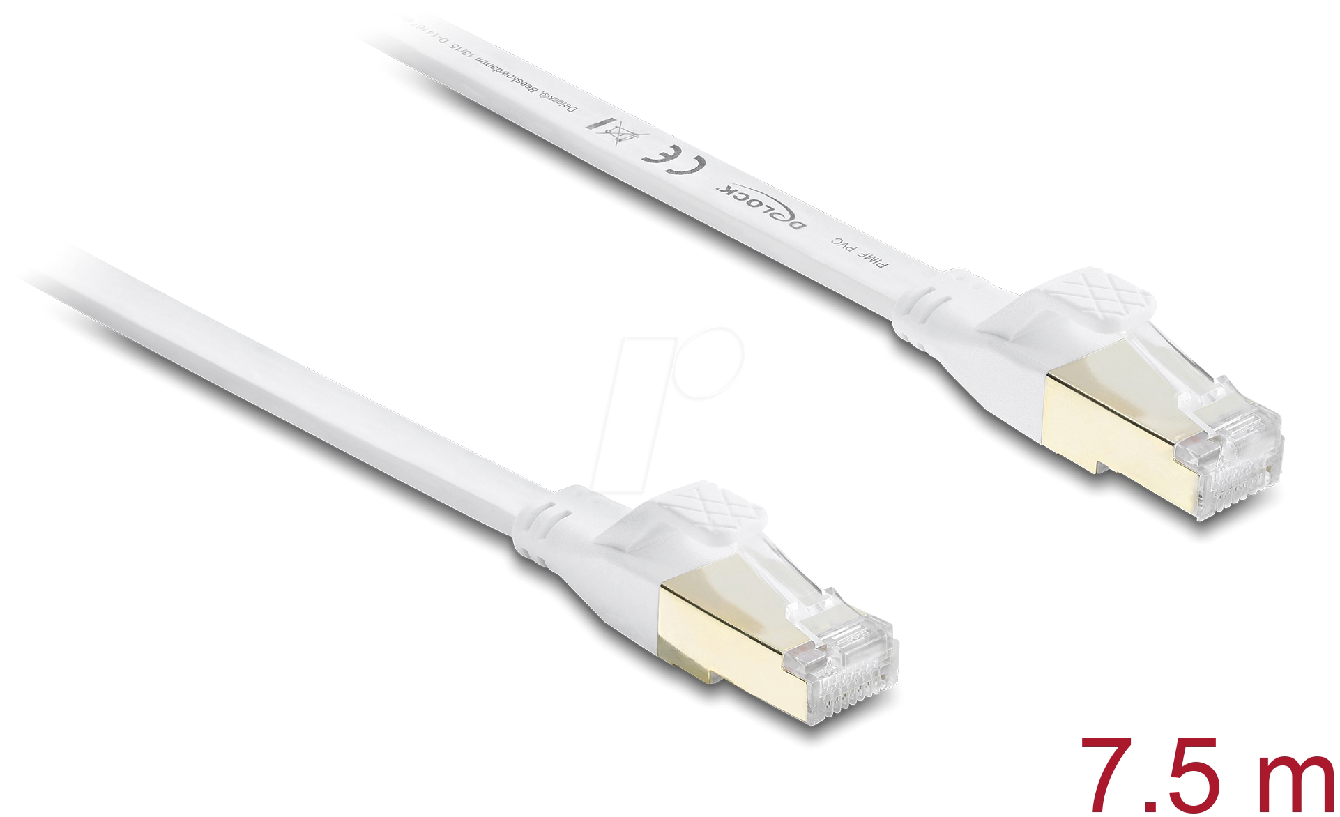 DELOCK 81029 - RJ45 Flachband Patchkabel Cat.8.1 U/FTP bis 40 GBit/s 7,5 m weiß