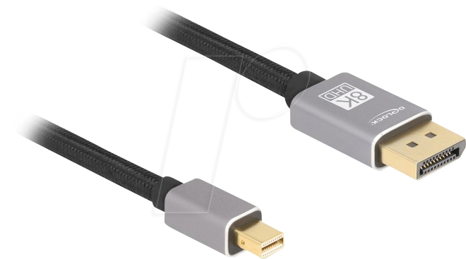 4043619810918 - DELOCK 81091 - Mini DP zu DP Kabel 8K 60 Hz grau ohne Einrastfunktion 1 m