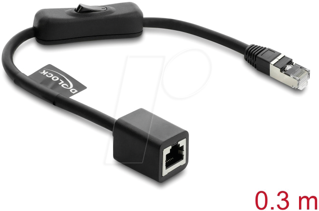 4043619815630 - DELOCK 81563 - Verlängerung schaltbarCat6Stecker BuchseF UTP03 mschwarz