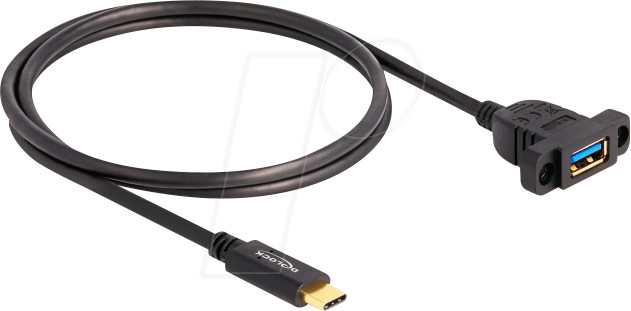 DELOCK 87826: USB 3.1 Kabel, C Stecker auf A Buchse, Einbau, 1 m bei  reichelt elektronik