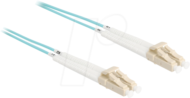 4043619880799 - Lwl Kabel lc Duplex zu lc Duplex Multimode OM3 winkelbar 1 m (88079) - Delock