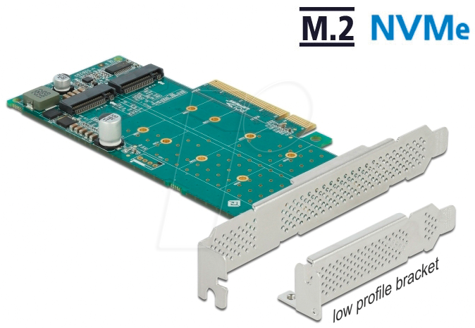 4043619890453 - Pci Express x8 Karte zu 2 x intern NVMe M2 Key m - Bifurcation - (89045) - Delock