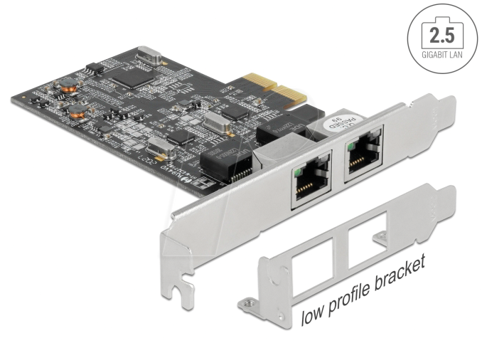 4043619895304 - PCI Express x2 Karte auf 2 x RJ45 25 Gigabit LAN RTL8125 LAN-Adapter 89530