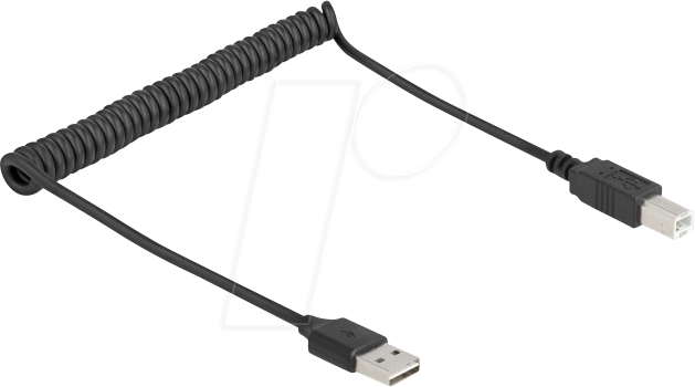 4043619901302 - DELOCK 90130 - EASY-USB 20 Kabel A zu B Spiralkabel 05 - 08 m