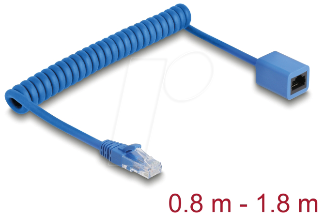 4043619903665 - DELOCK 90366 - RJ45 Spiralkabel Stecker zu Buchse Cat6 08 m bis 18 m blau 4043619903665 - DELOCK 90366 - RJ45 Spiralkabel Stecker zu Buchse Cat6 08 m bis 18 m blau