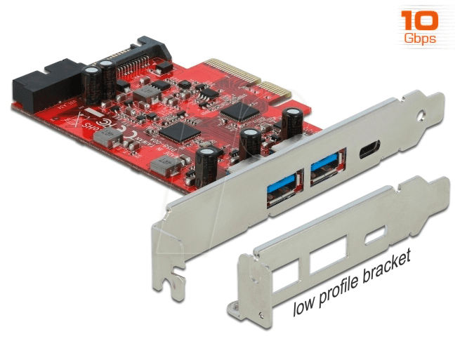 4043619904921 - PCIe x4 > 1x USB 32 Gen 2 USB-C+ 2xUSB-A 1x intern USB 32 Gen 1 Schnittstellenkarte