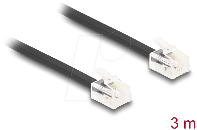 4043619906192 - DELOCK 90619 - Telefonkabel RJ11 Stecker   Stecker schwarz 3 m