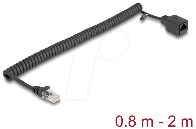 4043619906703 - DELOCK 90670 - RJ45 Spiralkabel Stecker zu Buchse Cat5e 08 m bis 2 m schwarz