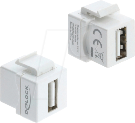 DELOCK 91080 - Keystone Modul USB 2.0 (Typ A) Buchse > Buchse, weiß