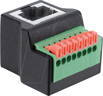 DELOCK 91243 - RJ45 Buchse zu Terminalblock mit Drucktaster Adapter 90°