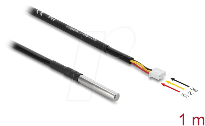 DELOCK 91386 - Temperaturfühler-Kabel, DS18B20, 3 Pin Pfostenbuchse, 1 m