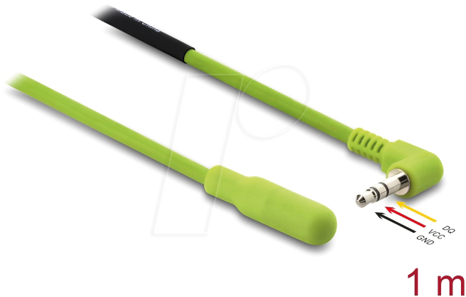 DELOCK 91394 - Temperaturfühler-Kabel, DS18B20, 3,5 mm Klinke, 90°, 1 m